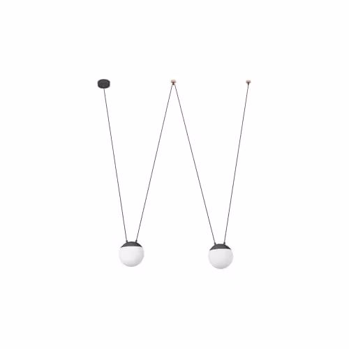 Netlighting Mine 2 Light Suspended Ceiling Pendant in Dark Grey Wood with E27 Bulb Compatibility