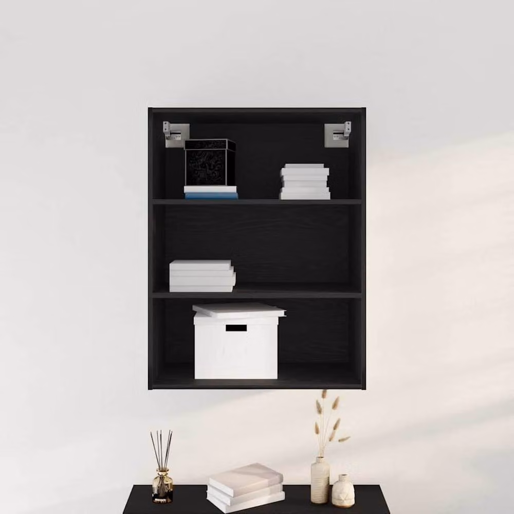 Berkfield Home Hanging Wall Cabinet Black Oak W/D/H: 69.5 x 32.5 x 90 cm – 2
