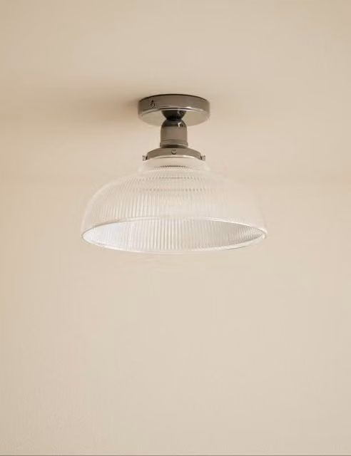 M&S Florence Chrome and Glass Flush Ceiling Light