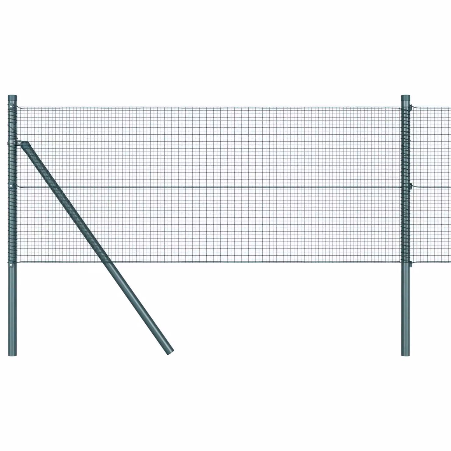 Berkfield Home Green Steel Welded Wire Fence with 13 Round Posts, 0.8 x 100 m – 2