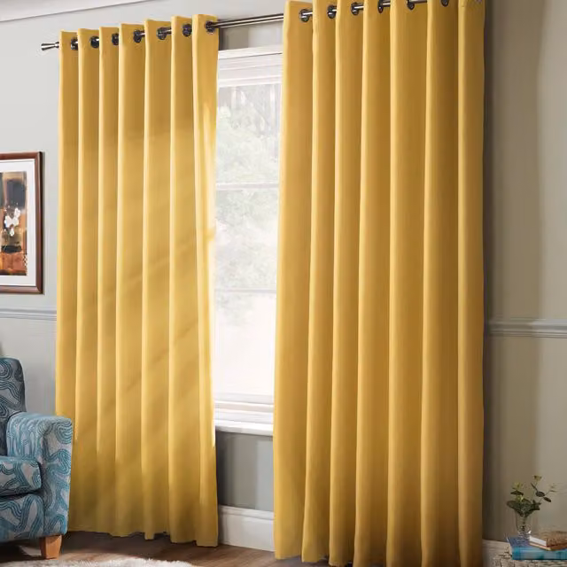 Terrys Yellow 100% Blackout Thermal Insulating Eyelet Curtains