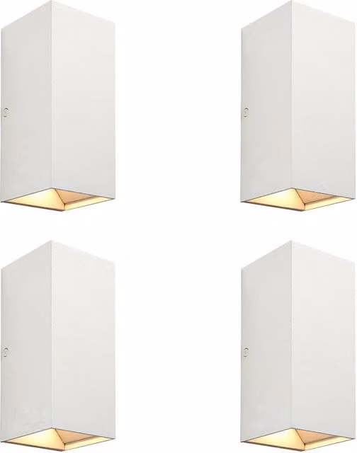 Loops 4 Pack Twin Outdoor Rectangular Wall Light in Matt White with CCT LED and Up/Down Lighting