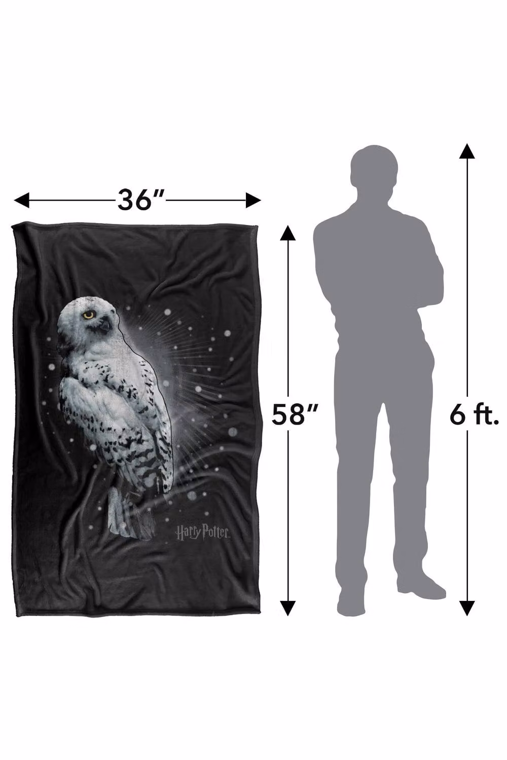 Warner Bros. Harry Potter Hedwig Snow Super Soft Silky Touch Fleece Throw Blanket, White and Multicolour – 8