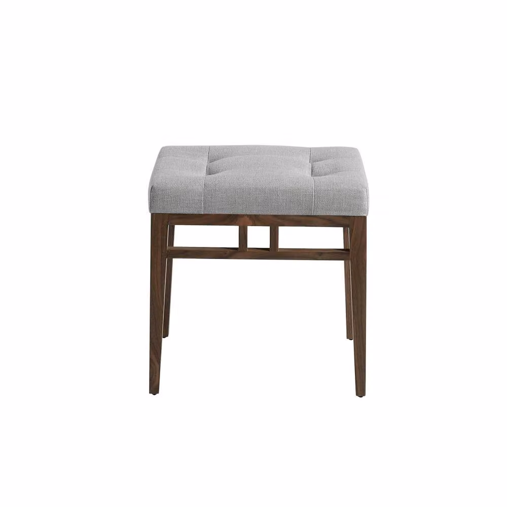 Angel Cerda Grey Fabric Stool with Walnut Legs – 2