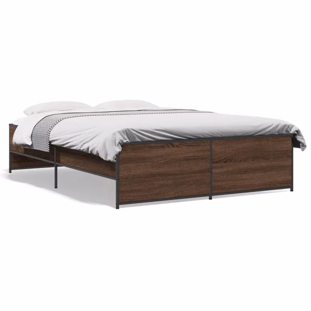 Berkfield Home Small Double Bed Frame in Brown Oak, W/D/H: 120 x 200 cm – 2