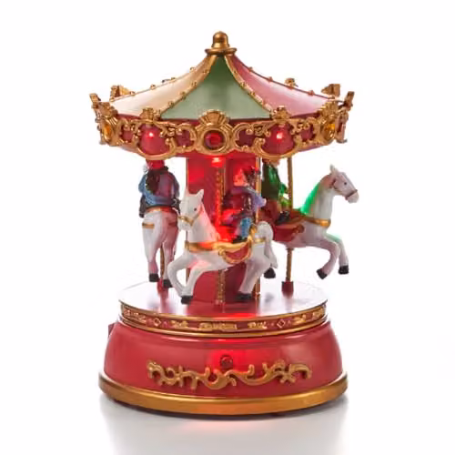 The Christmas Workshop Musical Carousel with LED Lights and Classic Carols, Multicolour Tabletop Decoration – 1