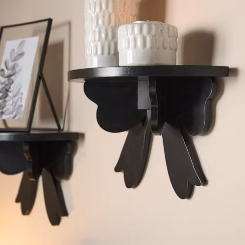 OHS Bow Wall Mounted Floating Shelves, 2 Pack, Black – 3