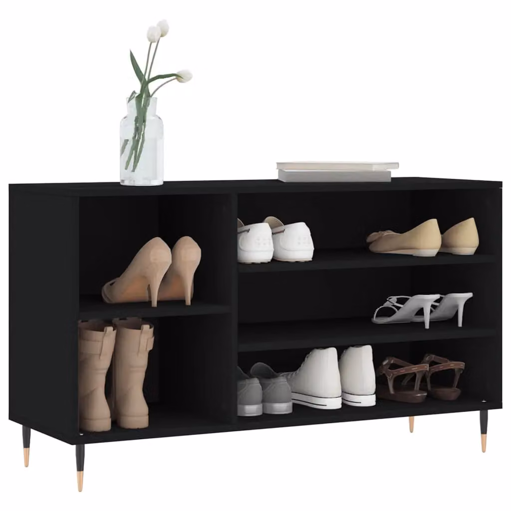 Berkfield Home Modern Black Wall Mounted Shoe Cabinet with Internal Shelves, W/D/H: 102 x 36 x 60 cm – 3