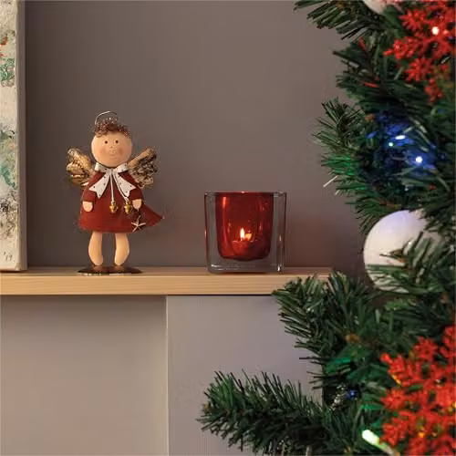 Netagon Red Metal and Glass Angel Tabletop Christmas Ornament – 4