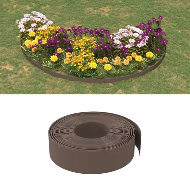 Berkfield Brown Polyethylene Garden Edging, 2 Pack, 10 m Total Length – 1