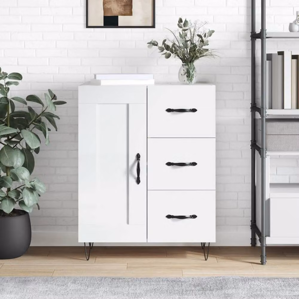 Berkfield Home Modern High Gloss White Sideboard, W/D/H: 69.5 x 34 x 90 cm – 2