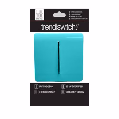 Trendi 1 Gang 3 Way Intermediate 10 Amp Rocker Light Switch in Bright Teal – 2