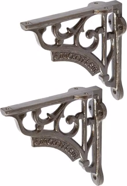 Hammer and Tongs Ornate Iron Shelf Bracket, Pack of 2, Matt Grey, Diameter: 12 cm