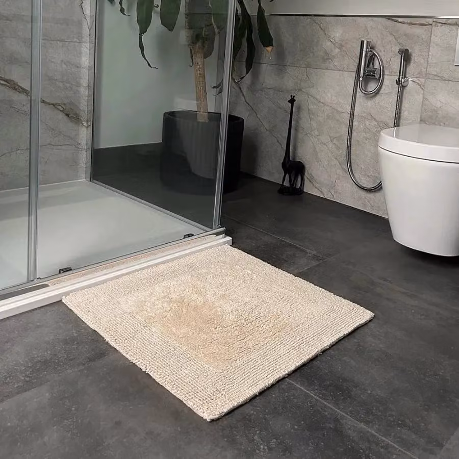 Allure Bath Fashions Reversible Heavyweight Cotton Square Shower Mat, Beige, W/D/H: 55 x 55 x 55 cm – 2