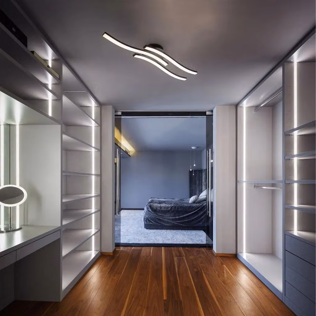 B.K.Licht Modern Black Arc LED Ceiling Light with Warm White Light – 3