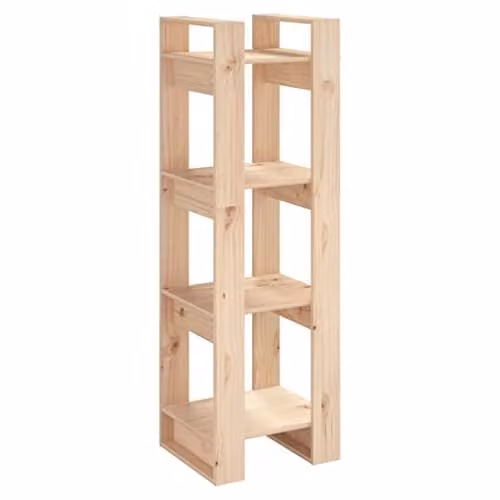 vidaXL Solid Pine Wood Book Cabinet and Room Divider in Rustic Finish, W/D/H: 125 x 41 x 10.08 cm – 1