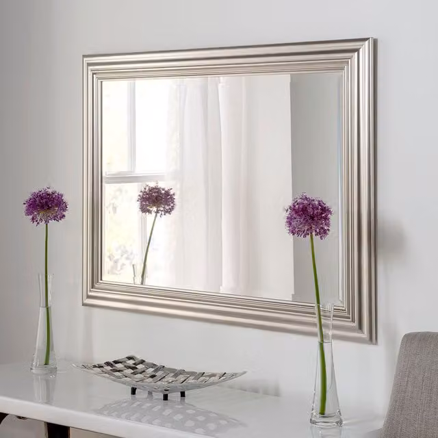 Yearn Mirrors Silvery Champagne Rectangular Wall Mirror, W: 128.5 cm, H: 75 cm – 1