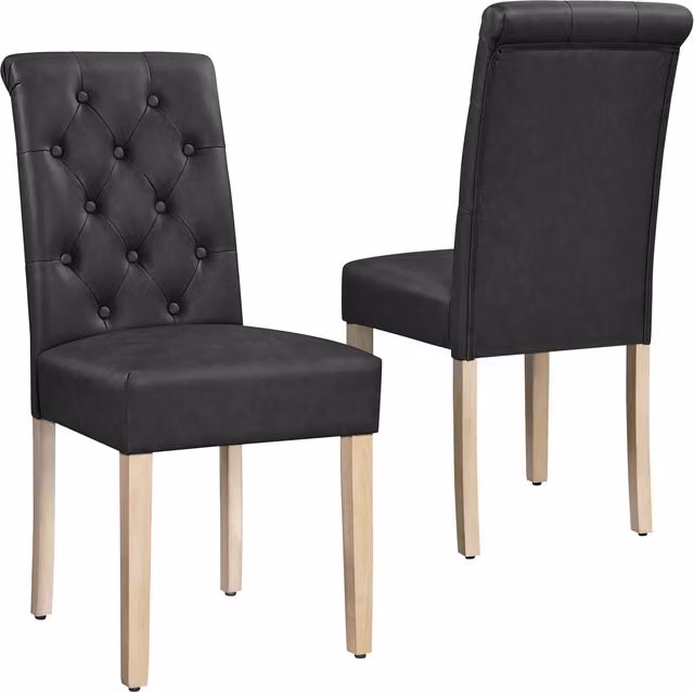 Yaheetech Set of 2 Classic Padded High Back Dining Chairs in Grey