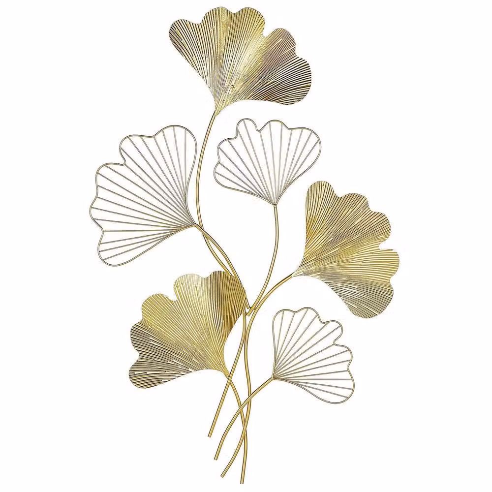 Wyld and Coco Golden Maidenhair Leaves Metal Wall Art in Gold, 79 cm – 2