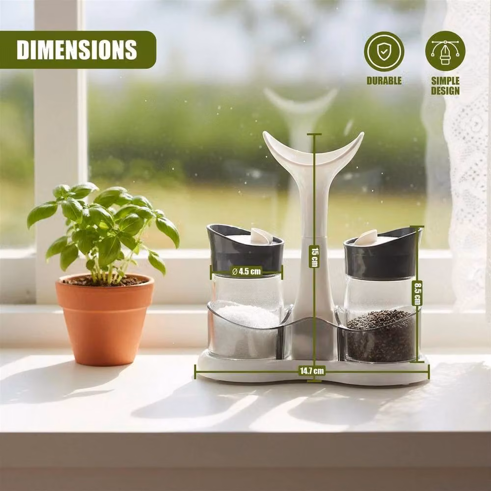 SPETLEK Multicolour Glass Salt and Pepper Shaker Set with Stand – 4
