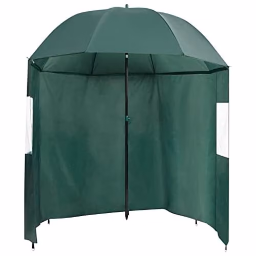 vidaXL Green Fishing Umbrella with Oxford Polyester and Steel Frame, W: 220 cm, D: 193 cm