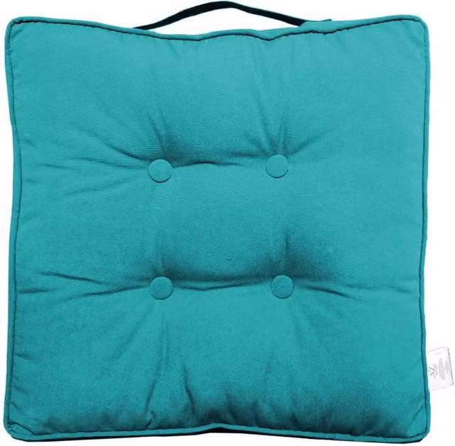 Homes-Linen Cotton Filled Booster Seat Cushion Pad in Petrol, W/D/H: 45 x 45 x 1 cm