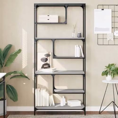 vidaXL Grey Sonoma Bookcase in Engineered Wood W/D/H: 81 x 36 x 176 cm – 2