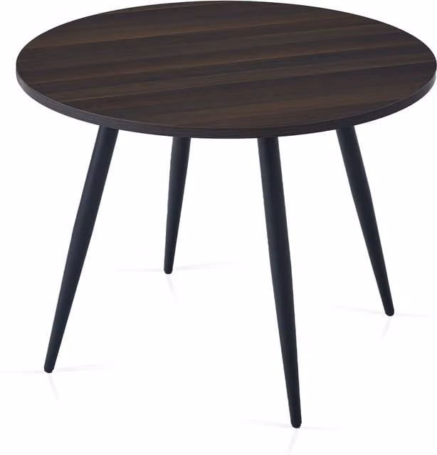 SONARA Round Dining Table in Brown Walnut with Wood and Metal Legs, Diameter: 100 cm, Height: 75 cm – 1