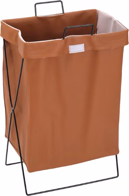 Livingandhome Foldable PU Leather Laundry Basket with Lid and Handles, Brown