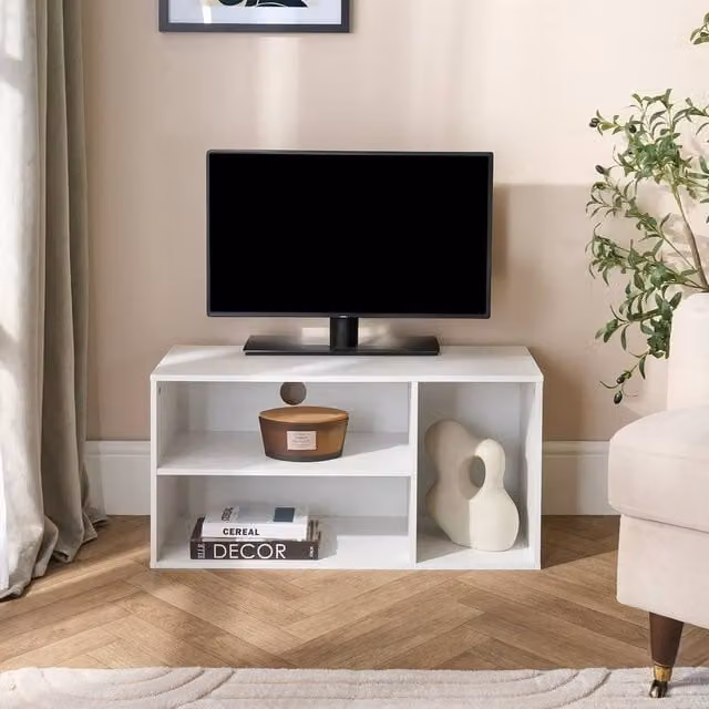 OHS Oslo 3 Cube Freestanding TV Unit and Storage Shelf in White – 1