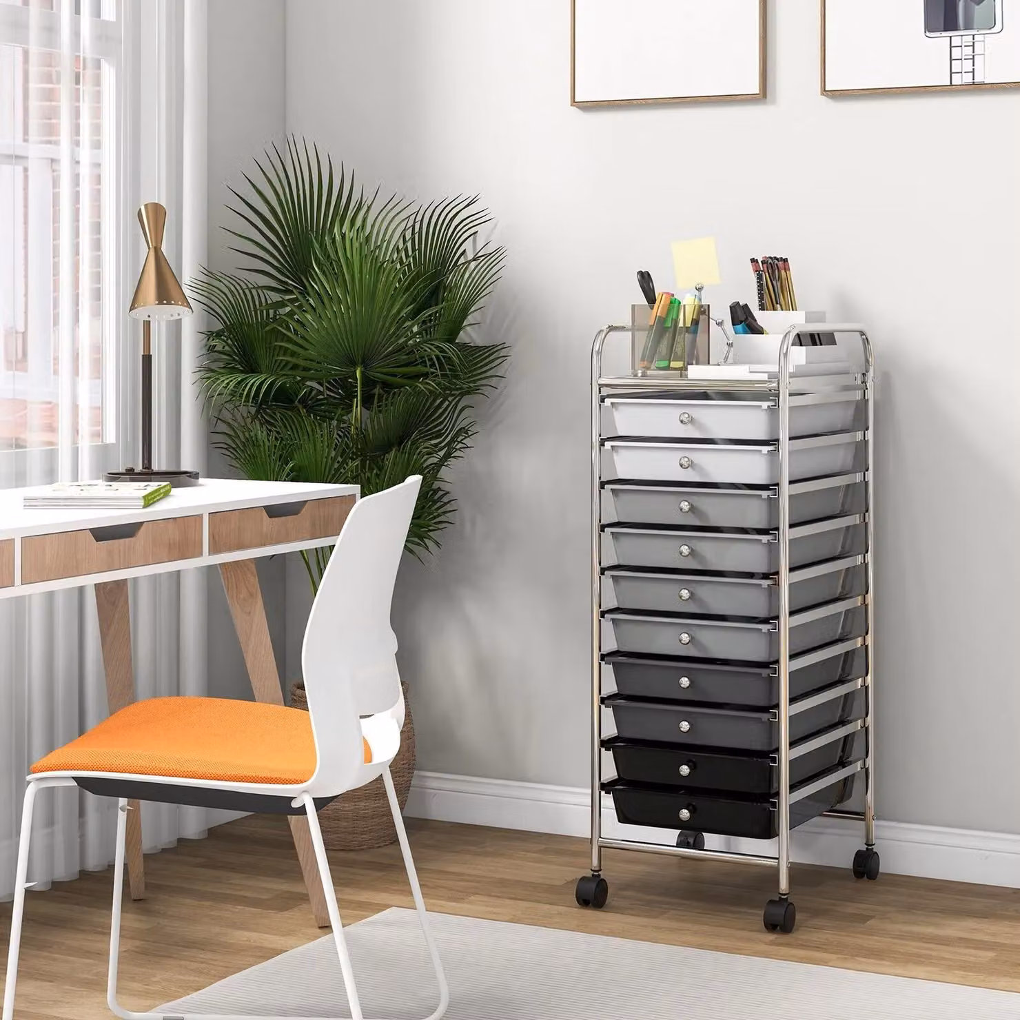 Costway 10 Drawer Mobile Storage Trolley Utility Cart in Grey – 3