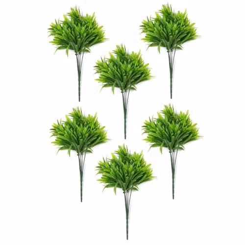 Leaf Pack of 6 Green Artificial Fire Resistant Foliage Mini Stems, Height: 30 cm