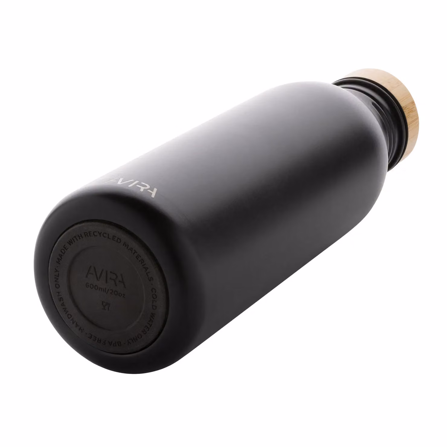 Avira Alcor Black Stainless Steel Water Bottle with Bamboo Lid, 600 ml – 2
