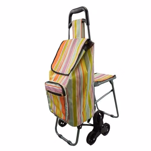 Lifemax Stair-Climber Leisure Shopping Trolley with Seat, Multicolour