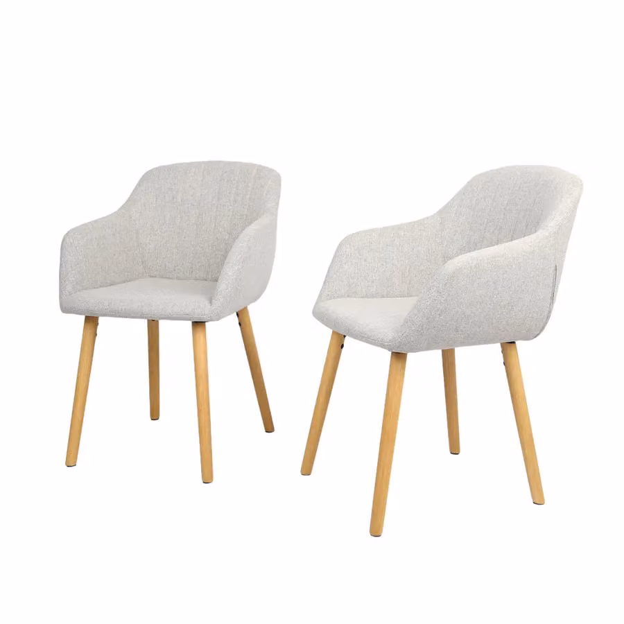 Home Garden Direct Luciano Dining Chairs with Armrests in Grey Textured Linen (Set of 2) – 2