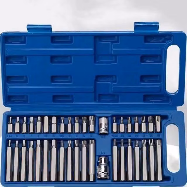 NESTLUNE 40-Piece Hex Torx Star Spline Screwdriver Bit Socket Set in Blue, 3/8" and 1/2" Drive