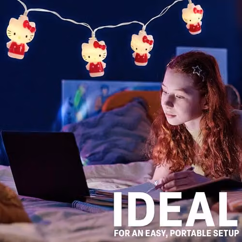 United Essentials Red LED String Fairy Lights with Warm White Light, Battery Operated and Adjustable – 2