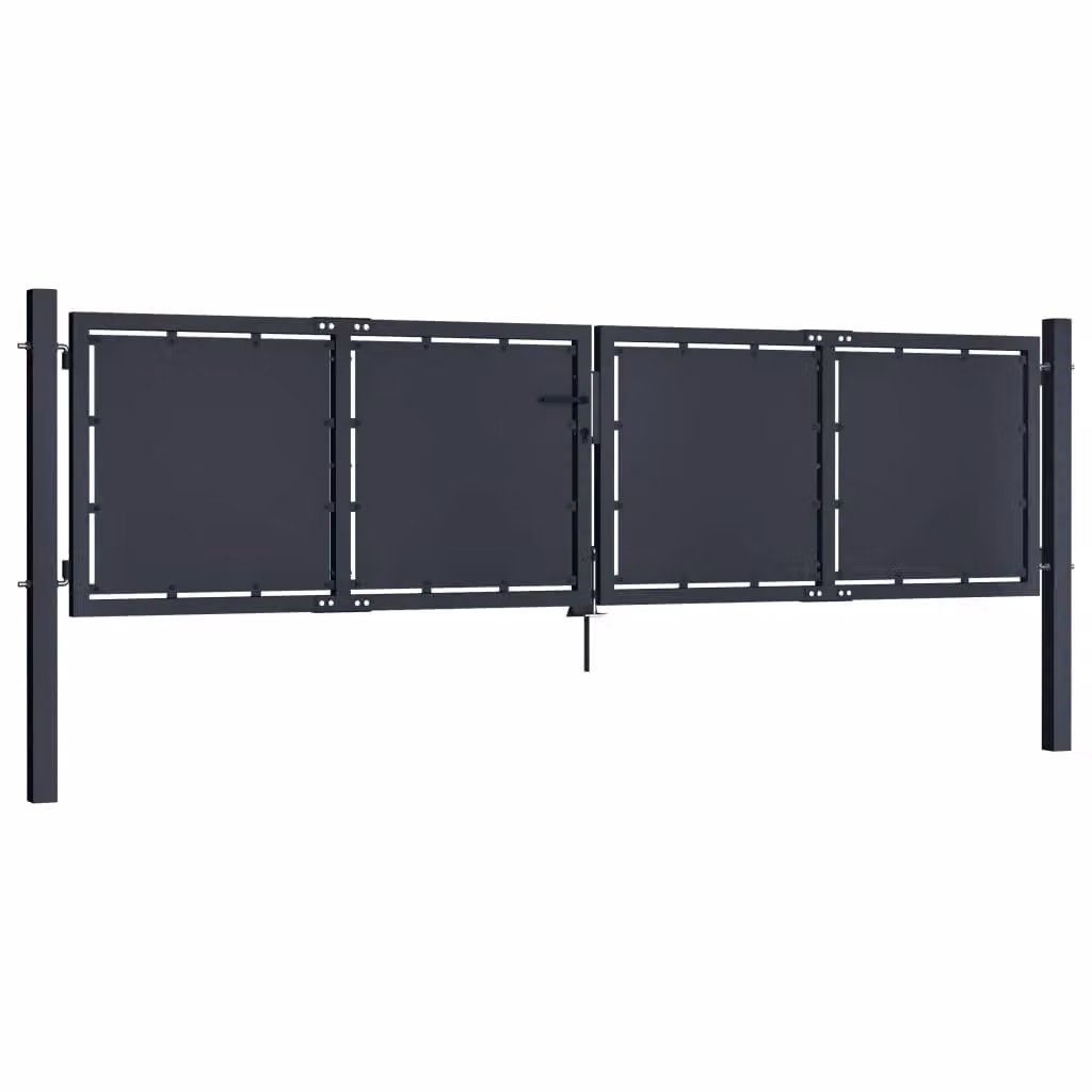 Berkfield Home Anthracite Steel Swing Garden Gate W: 300 cm, H: 75 cm – 2