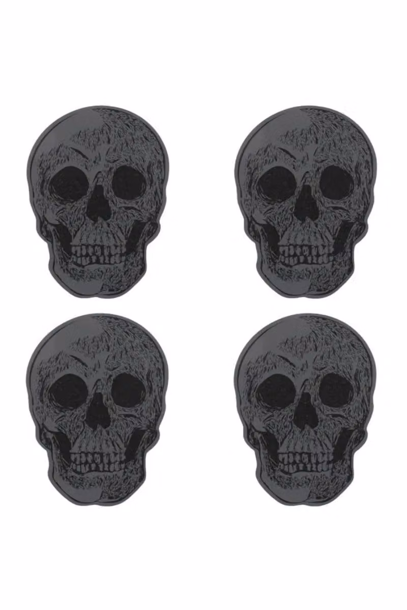 Something Different Set of 4 Round Wood Skull Coasters in Brown and Grey, W/D: 9 x 9 cm, H: 0.6 cm – 3