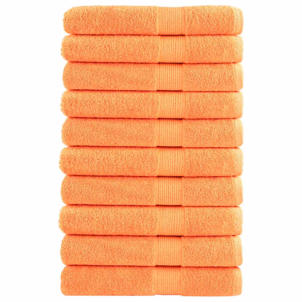 Berkfield Home SOLUND Premium Cotton Terry Towels, Orange, 10 Pack, W: 100 cm x L: 200 cm, 600 gsm – 2