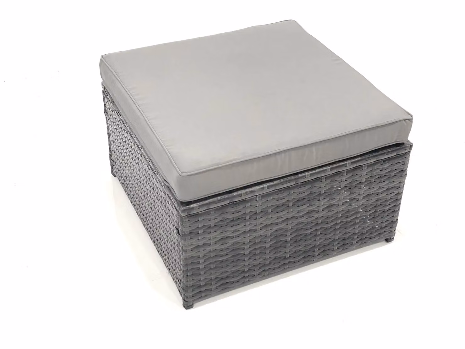 Fimous Outdoor Rattan Garden Furniture Set in Grey with 3-Seater Sofa, Coffee Table and Ottoman – 3