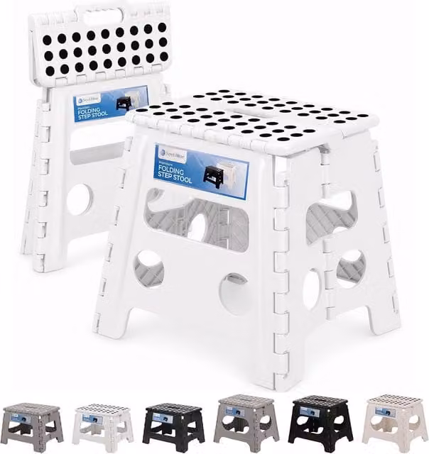 Neel Blue White 13-inch Anti-Skid Folding Step Stool