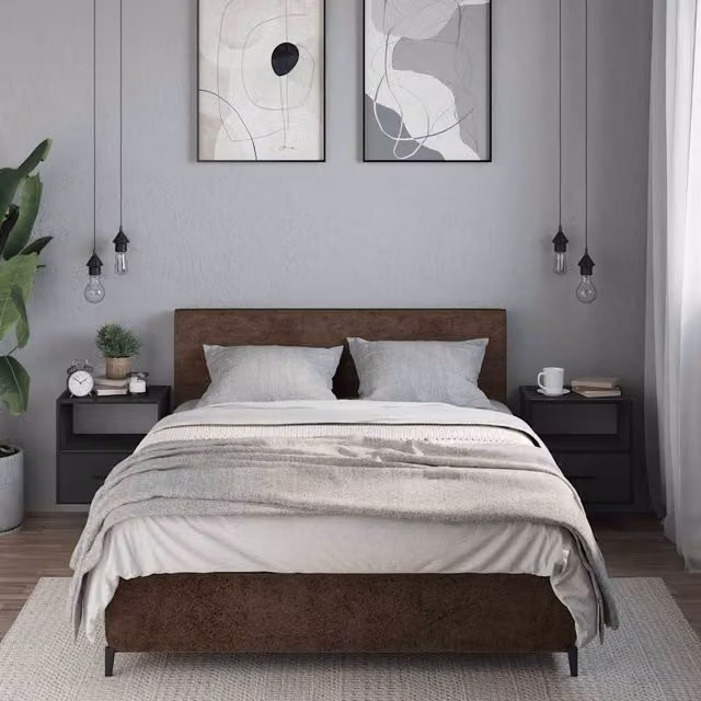 Berkfield Home Set of 2 Modern Wall-mounted Bedside Cabinets, Black, W: 40 cm, D: 31 cm, H: 39.5 cm