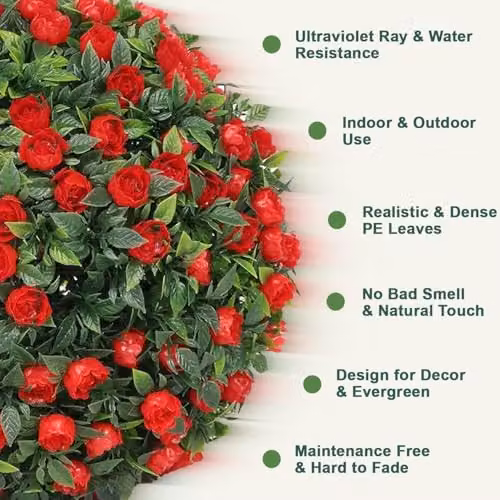 MantraRaj Solar Powered Topiary Ball with 20 LED Flower Lights, Red, Diameter: 28 cm – 2