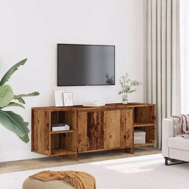 Berkfield Home Rustic Old Wood TV Cabinet in Brown, W/D/H: 130 x 35 x 50 cm