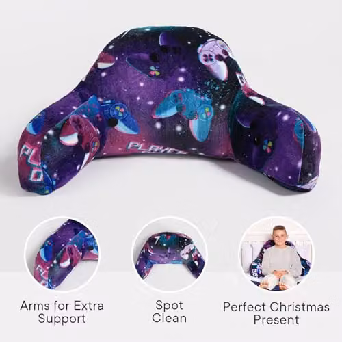 OHS Purple Neon Fleece Cuddle Cushion for Kids with Backrest and Arms – 4