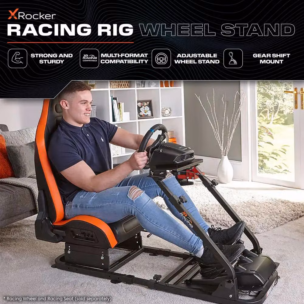 X Rocker Racing Rig Steering Wheel Platform and Wheel Stand Adjustable Racing Simulator Cockpit in Black – 3
