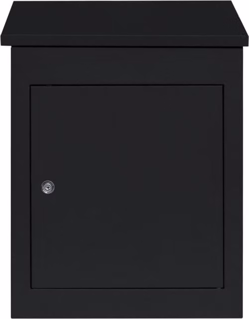 Monster Shop Black Wall Mounted Anti-Theft Combination Parcel Post Box in Galvanised Steel, W/D/H: 35 x 35 x 15 cm