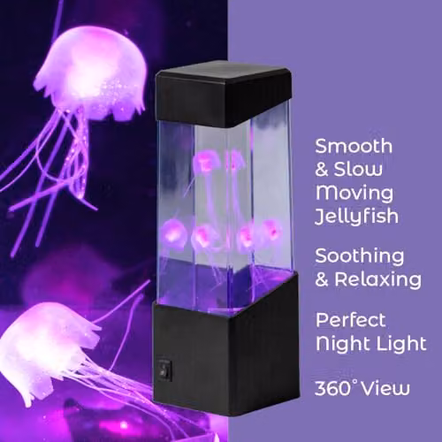 Global Gizmos 55229 Aquarium Jellyfish Lamp with Multicolour Colour Changing LEDs in Black, W/D/H: 23.0 x 9.0 x 9.0 cm – 7