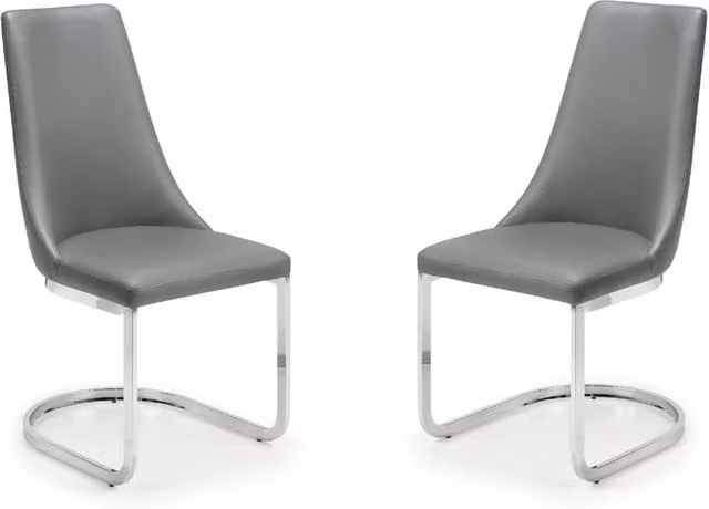 Cheshire Sorelli Set of 2 Grey Synthetic Leather Cantilever Dining Chairs with Metal Base